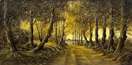 Quadro di Luciano Torsi Sentiero nel bosco  - olio tavola 